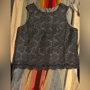 Vintage Gunmetal silver, sparkly, delicate lace top. Holiday party. Christmas.